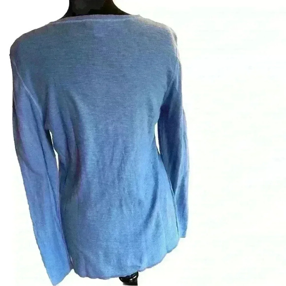 Belford Blue Knit Tee Womens Large Pima Cotton Basic Solid Crew Neck Shirt - Picture 2 of 4